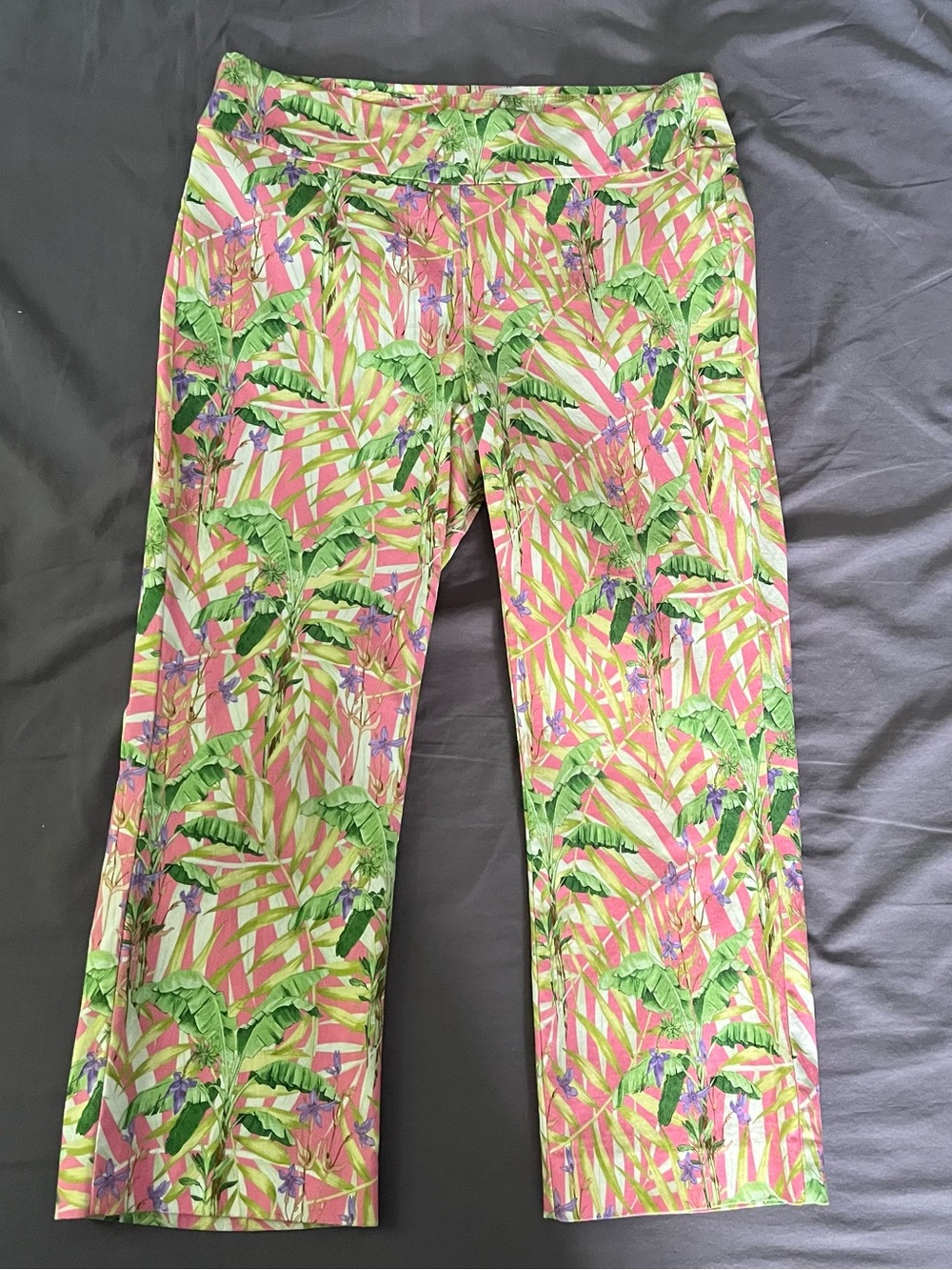 J. McLaughlin Pink Tropical Leaf Capris